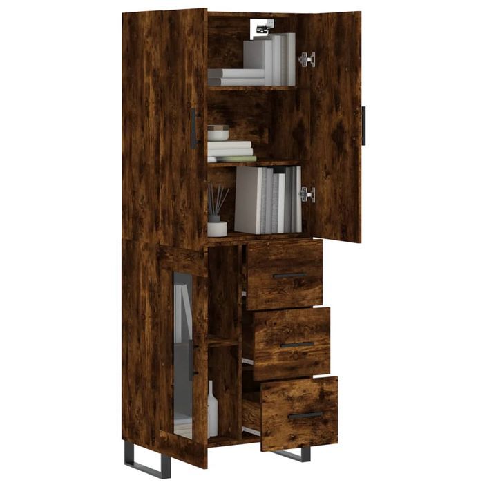 Buffet haut Chêne fumé 69,5x34x180 cm Bois d'ingénierie - Photo n°3