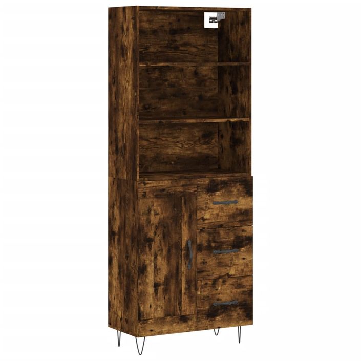 Buffet haut Chêne fumé 69,5x34x180 cm Bois d'ingénierie - Photo n°1