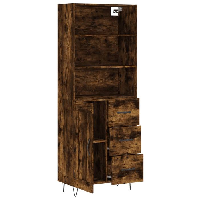 Buffet haut Chêne fumé 69,5x34x180 cm Bois d'ingénierie - Photo n°4