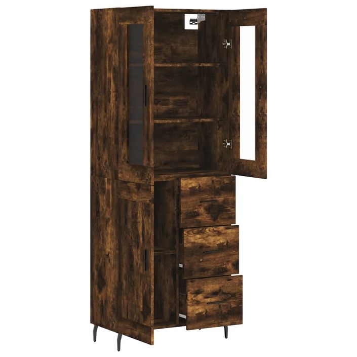 Buffet haut Chêne fumé 69,5x34x180 cm Bois d'ingénierie - Photo n°4