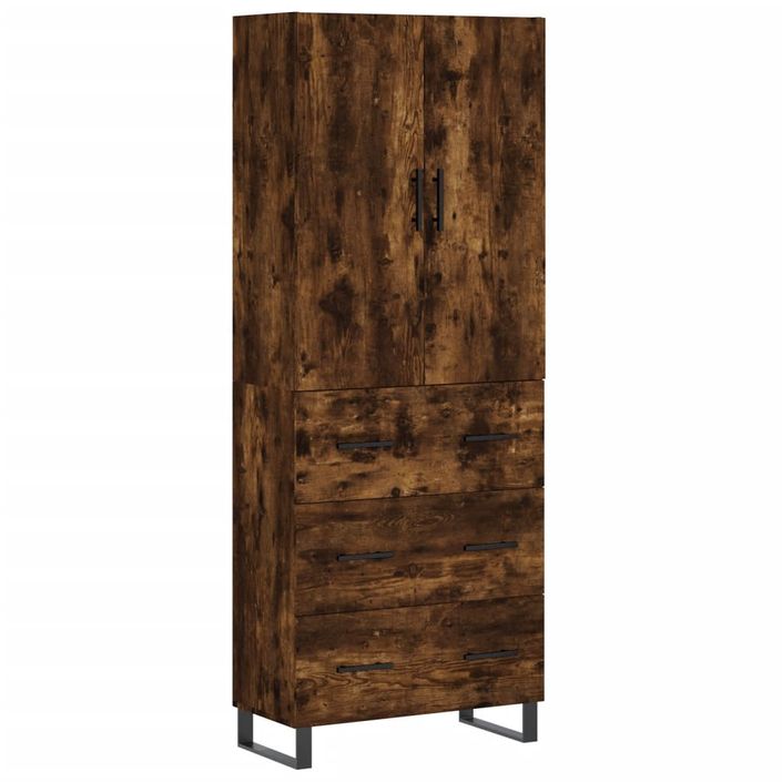 Buffet haut Chêne fumé 69,5x34x180 cm Bois d'ingénierie - Photo n°1