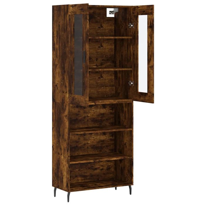 Buffet haut Chêne fumé 69,5x34x180 cm Bois d'ingénierie - Photo n°4