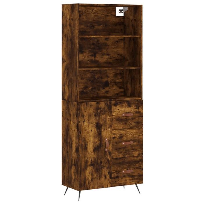 Buffet haut Chêne fumé 69,5x34x180 cm Bois d'ingénierie - Photo n°1