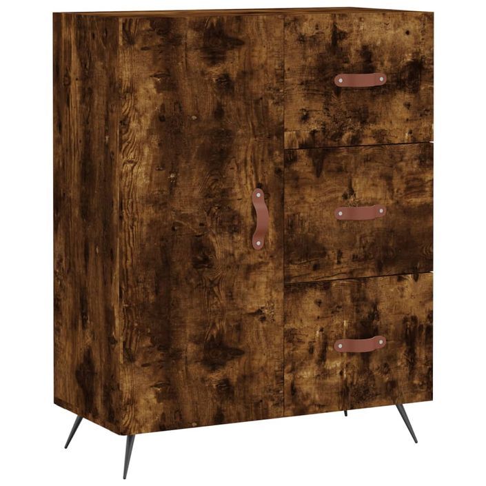 Buffet haut Chêne fumé 69,5x34x180 cm Bois d'ingénierie - Photo n°7