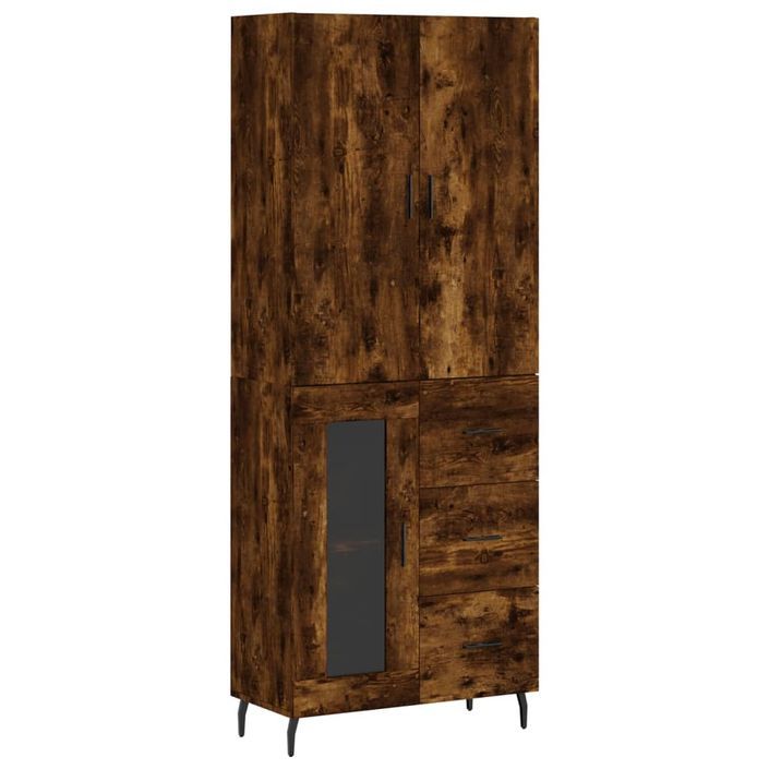 Buffet haut Chêne fumé 69,5x34x180 cm Bois d'ingénierie - Photo n°1