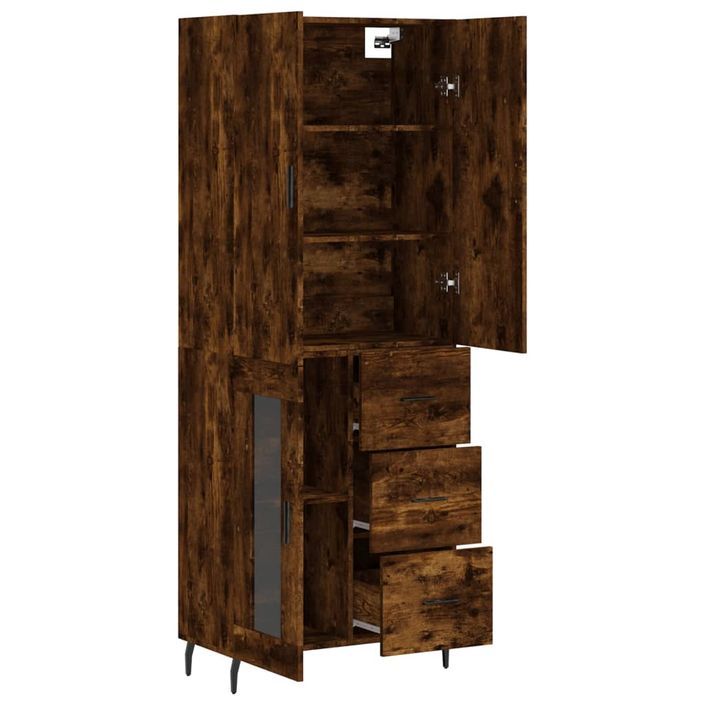 Buffet haut Chêne fumé 69,5x34x180 cm Bois d'ingénierie - Photo n°4