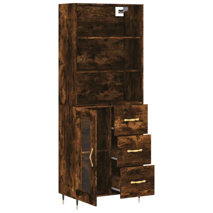 Buffet haut Chêne fumé 69,5x34x180 cm Bois d'ingénierie - Photo n°4