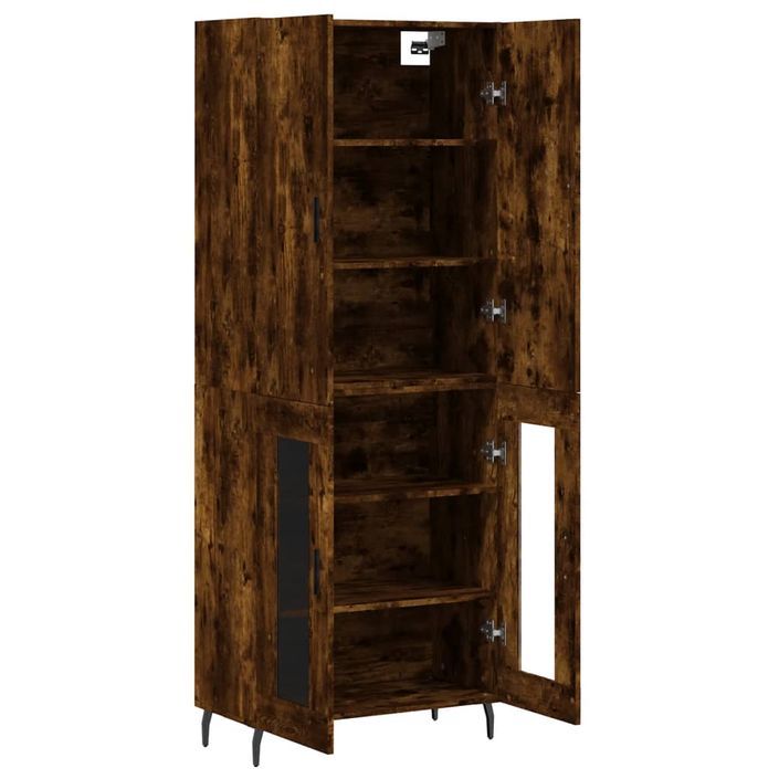 Buffet haut Chêne fumé 69,5x34x180 cm Bois d'ingénierie - Photo n°4