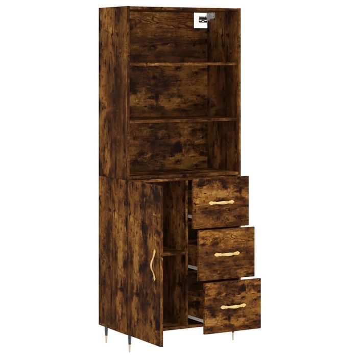 Buffet haut Chêne fumé 69,5x34x180 cm Bois d'ingénierie - Photo n°4