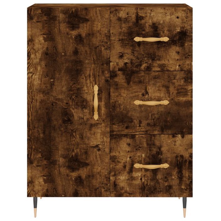 Buffet haut Chêne fumé 69,5x34x180 cm Bois d'ingénierie - Photo n°8