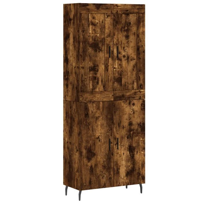 Buffet haut Chêne fumé 69,5x34x180 cm Bois d'ingénierie - Photo n°1