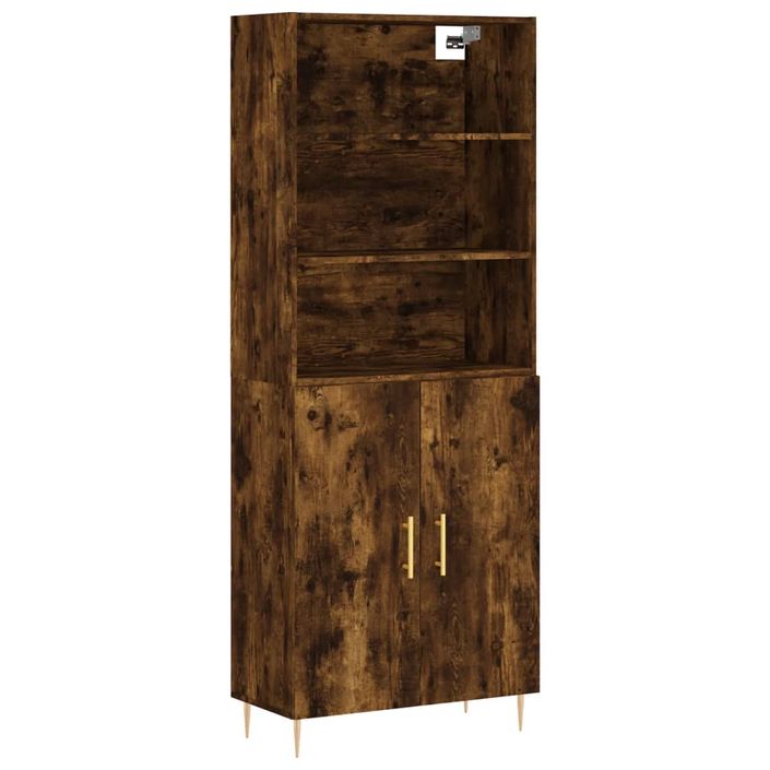 Buffet haut Chêne fumé 69,5x34x180 cm Bois d'ingénierie - Photo n°1