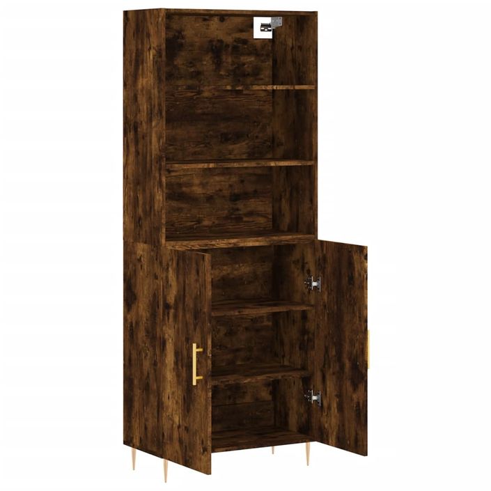 Buffet haut Chêne fumé 69,5x34x180 cm Bois d'ingénierie - Photo n°4