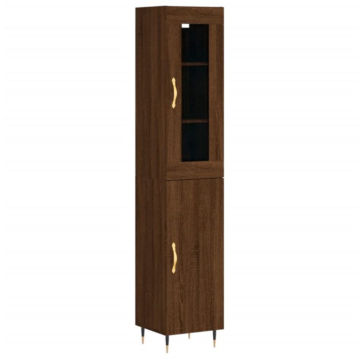 Buffet haut Chêne marron 34,5x34x180 cm Bois d'ingénierie - Photo n°1