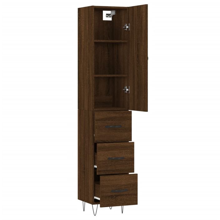 Buffet haut Chêne marron 34,5x34x180 cm Bois d'ingénierie - Photo n°4