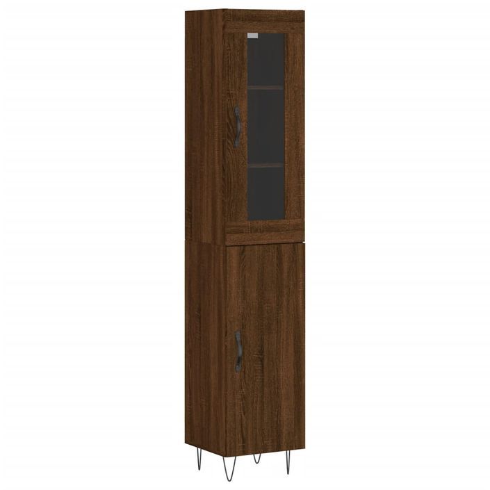 Buffet haut Chêne marron 34,5x34x180 cm Bois d'ingénierie - Photo n°1