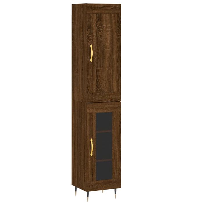 Buffet haut Chêne marron 34,5x34x180 cm Bois d'ingénierie - Photo n°1