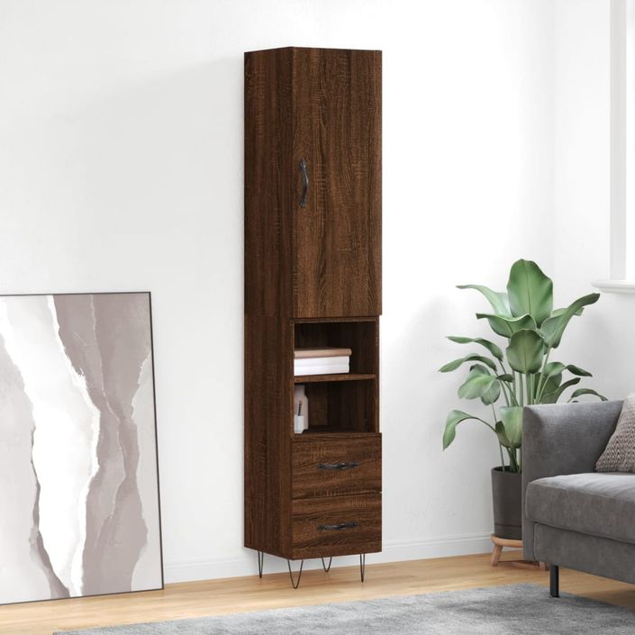 Buffet haut Chêne marron 34,5x34x180 cm Bois d'ingénierie - Photo n°2