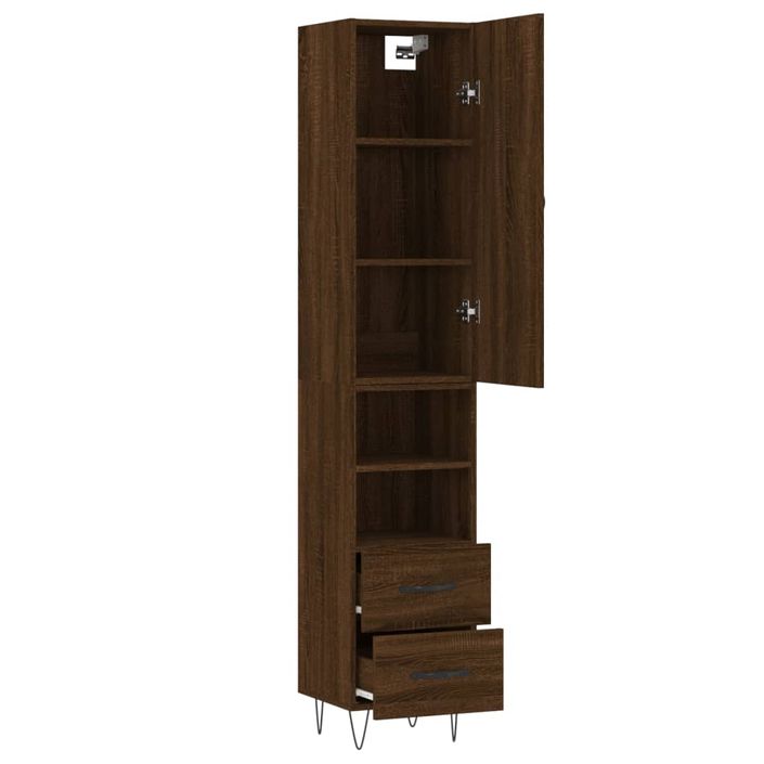 Buffet haut Chêne marron 34,5x34x180 cm Bois d'ingénierie - Photo n°4