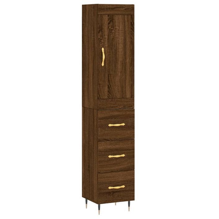 Buffet haut Chêne marron 34,5x34x180 cm Bois d'ingénierie - Photo n°1