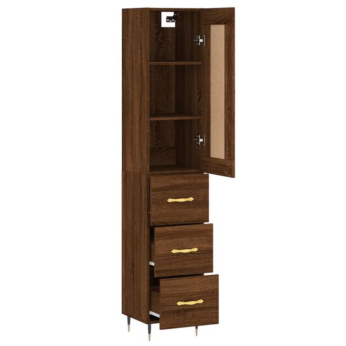 Buffet haut Chêne marron 34,5x34x180 cm Bois d'ingénierie - Photo n°4