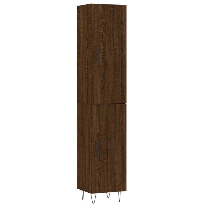 Buffet haut Chêne marron 34,5x34x180 cm Bois d'ingénierie - Photo n°1