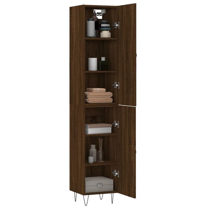 Buffet haut Chêne marron 34,5x34x180 cm Bois d'ingénierie - Photo n°3