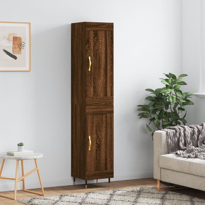 Buffet haut Chêne marron 34,5x34x180 cm Bois d'ingénierie - Photo n°2