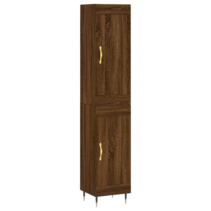 Buffet haut Chêne marron 34,5x34x180 cm Bois d'ingénierie - Photo n°1