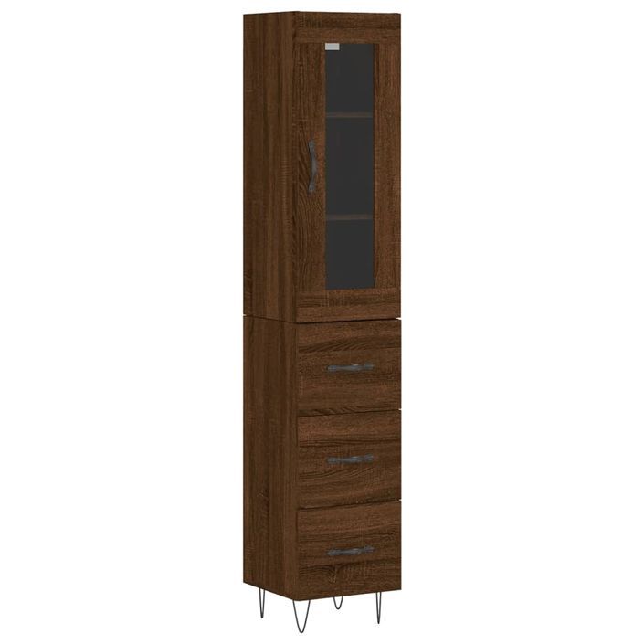 Buffet haut Chêne marron 34,5x34x180 cm Bois d'ingénierie - Photo n°1