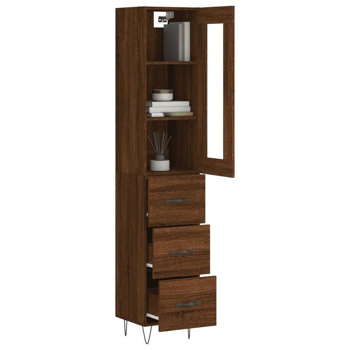 Buffet haut Chêne marron 34,5x34x180 cm Bois d'ingénierie - Photo n°3