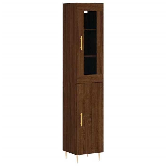 Buffet haut Chêne marron 34,5x34x180 cm Bois d'ingénierie - Photo n°1