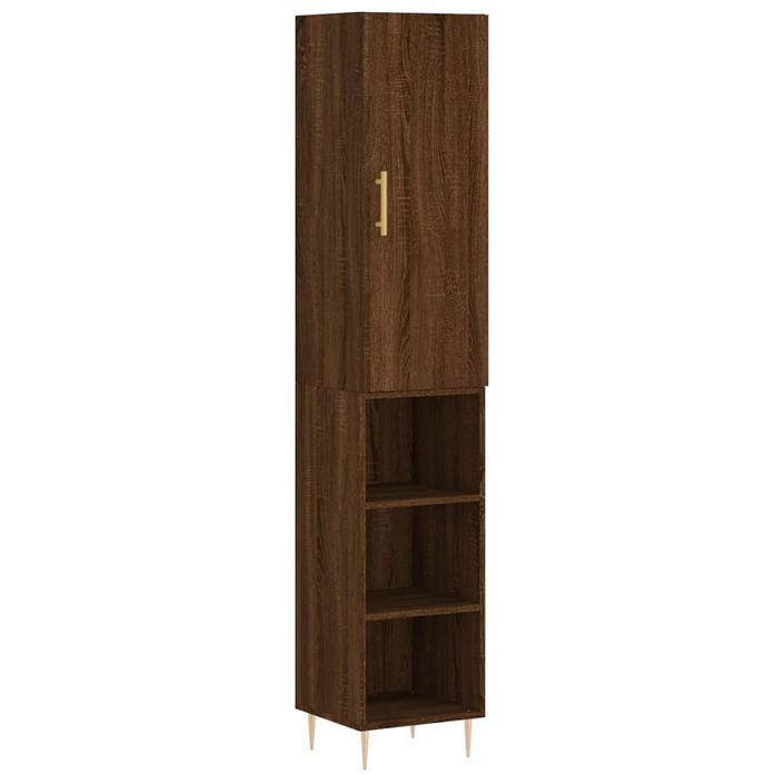 Buffet haut Chêne marron 34,5x34x180 cm Bois d'ingénierie - Photo n°1