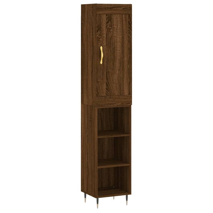 Buffet haut Chêne marron 34,5x34x180 cm Bois d'ingénierie - Photo n°1