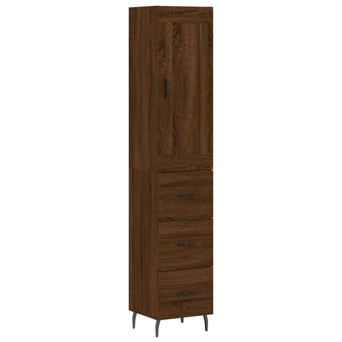 Buffet haut Chêne marron 34,5x34x180 cm Bois d'ingénierie - Photo n°1