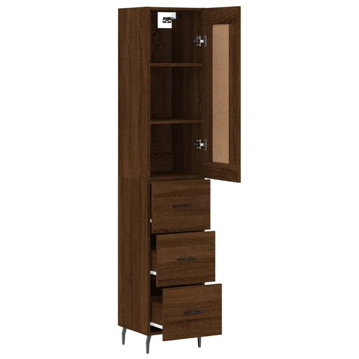 Buffet haut Chêne marron 34,5x34x180 cm Bois d'ingénierie - Photo n°4