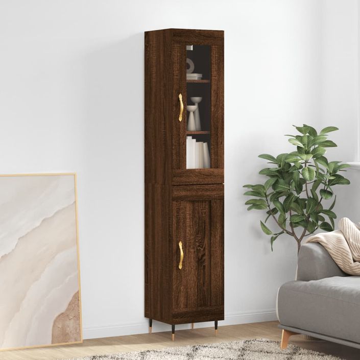 Buffet haut Chêne marron 34,5x34x180 cm Bois d'ingénierie - Photo n°2