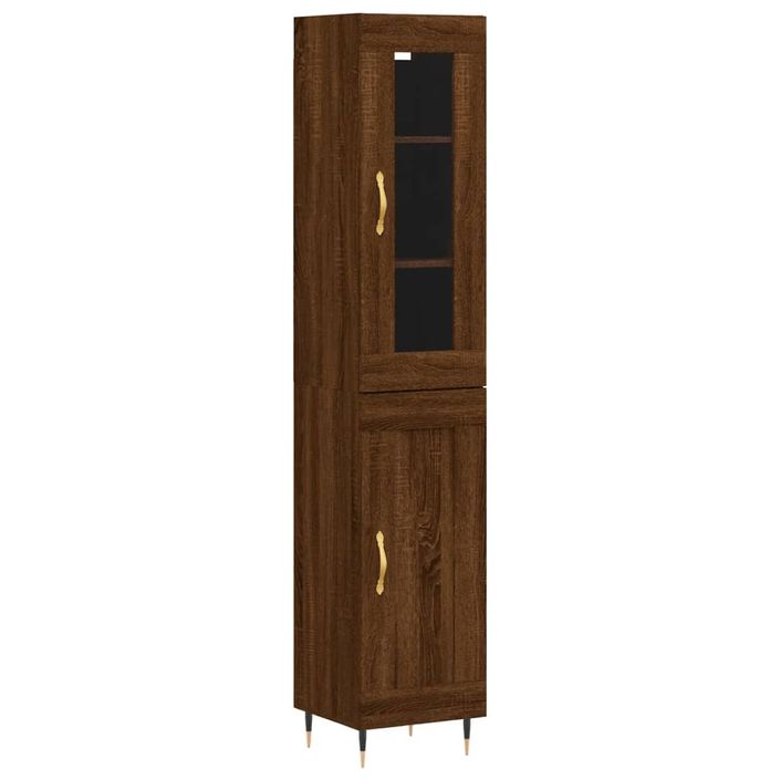 Buffet haut Chêne marron 34,5x34x180 cm Bois d'ingénierie - Photo n°1