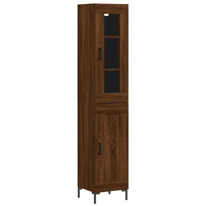 Buffet haut Chêne marron 34,5x34x180 cm Bois d'ingénierie - Photo n°1