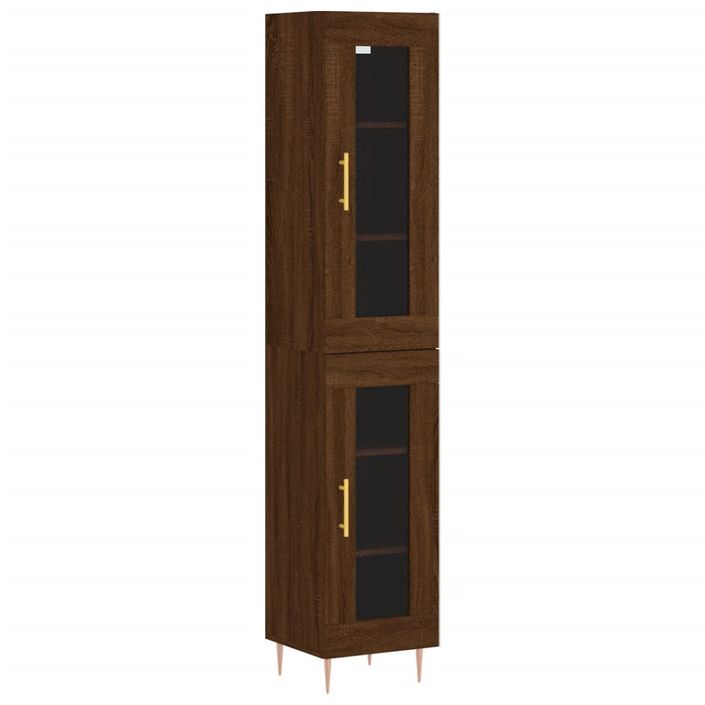 Buffet haut Chêne marron 34,5x34x180 cm Bois d'ingénierie - Photo n°1