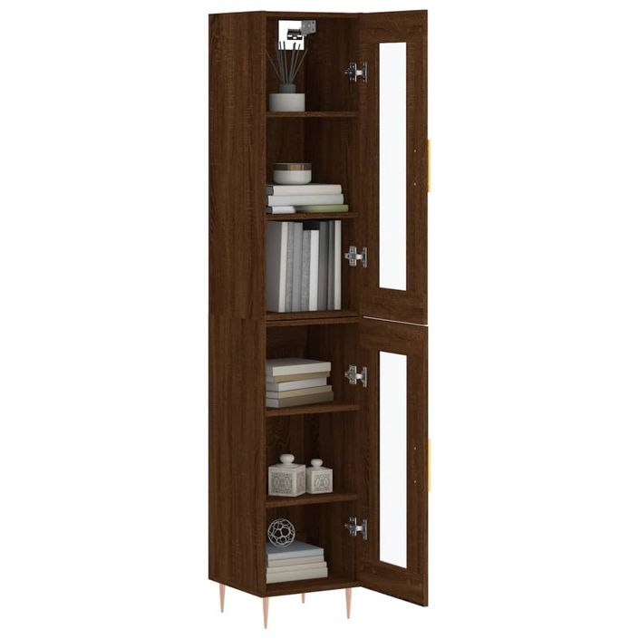 Buffet haut Chêne marron 34,5x34x180 cm Bois d'ingénierie - Photo n°3