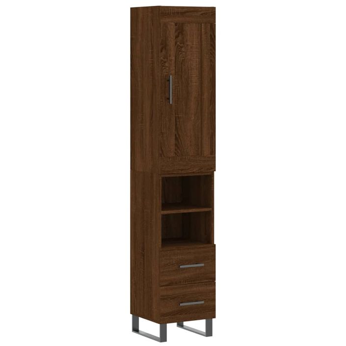 Buffet haut Chêne marron 34,5x34x180 cm Bois d'ingénierie - Photo n°1