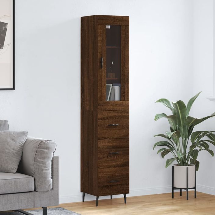 Buffet haut Chêne marron 34,5x34x180 cm Bois d'ingénierie - Photo n°2