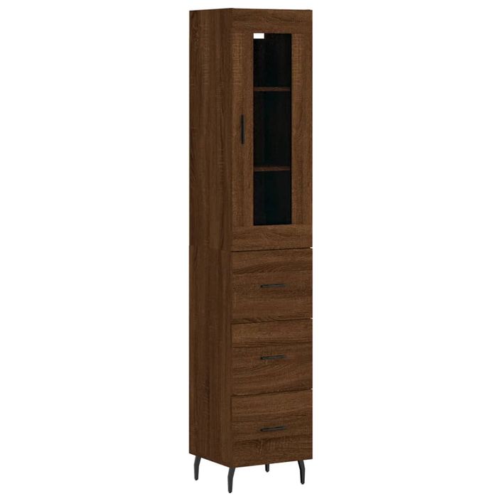 Buffet haut Chêne marron 34,5x34x180 cm Bois d'ingénierie - Photo n°1