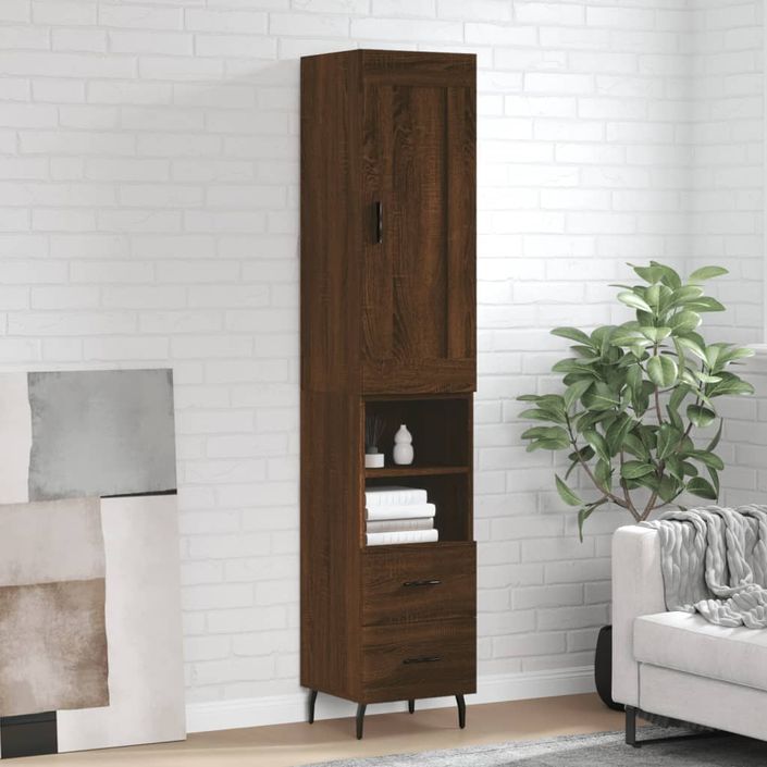 Buffet haut Chêne marron 34,5x34x180 cm Bois d'ingénierie - Photo n°2