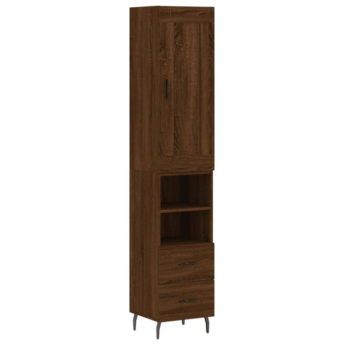 Buffet haut Chêne marron 34,5x34x180 cm Bois d'ingénierie - Photo n°1