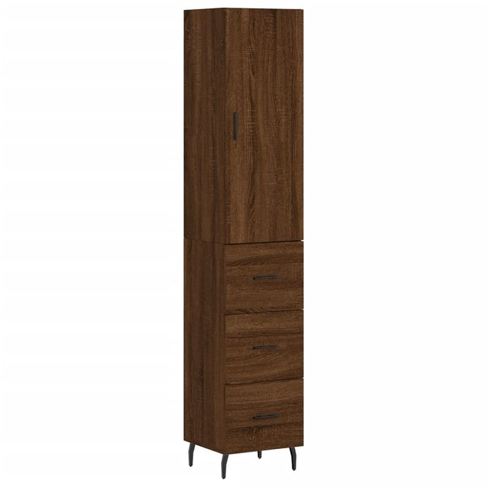 Buffet haut Chêne marron 34,5x34x180 cm Bois d'ingénierie - Photo n°1