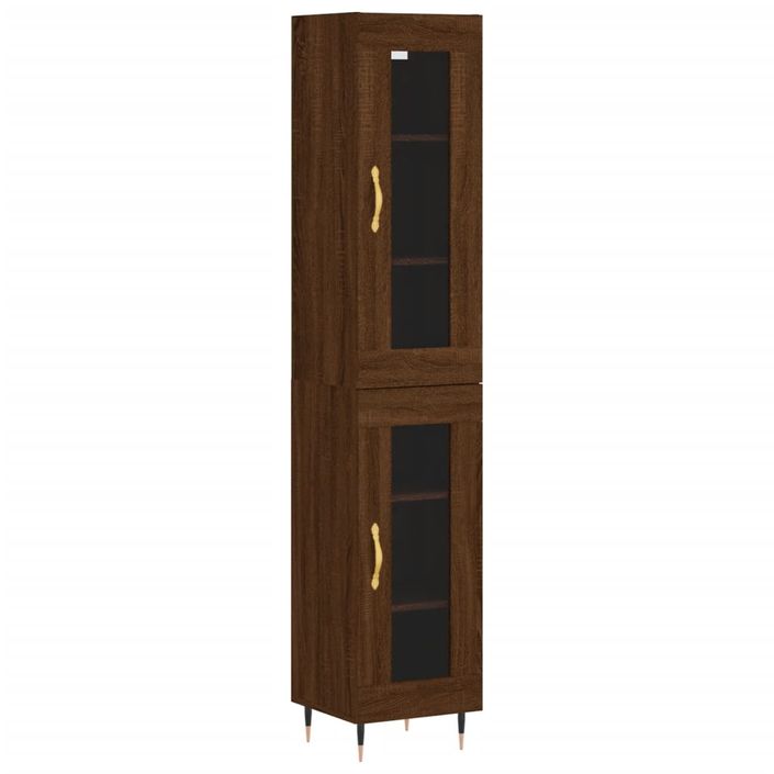 Buffet haut Chêne marron 34,5x34x180 cm Bois d'ingénierie - Photo n°1