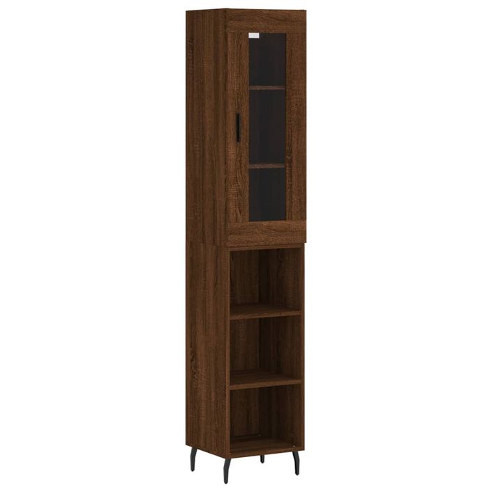 Buffet haut Chêne marron 34,5x34x180 cm Bois d'ingénierie - Photo n°1