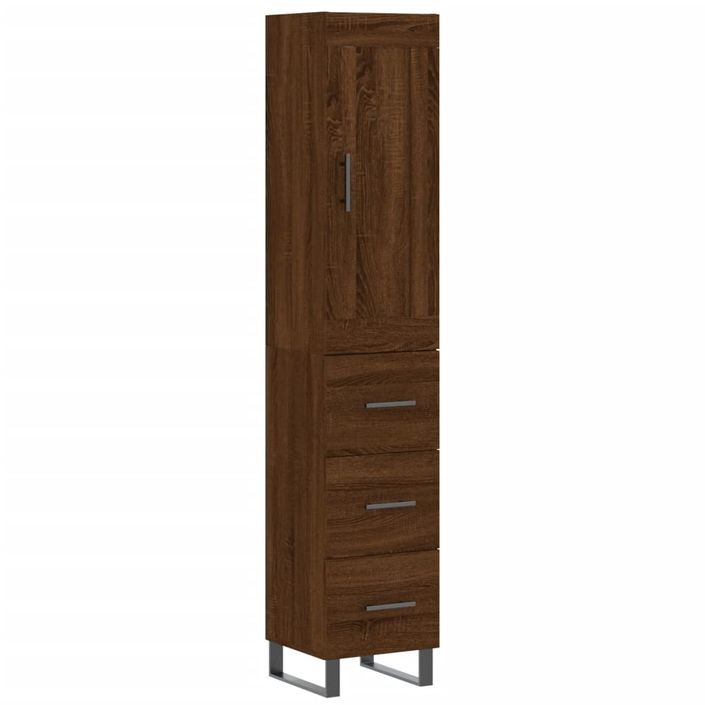 Buffet haut Chêne marron 34,5x34x180 cm Bois d'ingénierie - Photo n°1